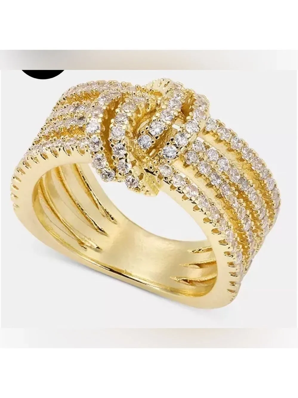 INC International Concepts Pave Knotted Multi-Row Band Ring Size 8